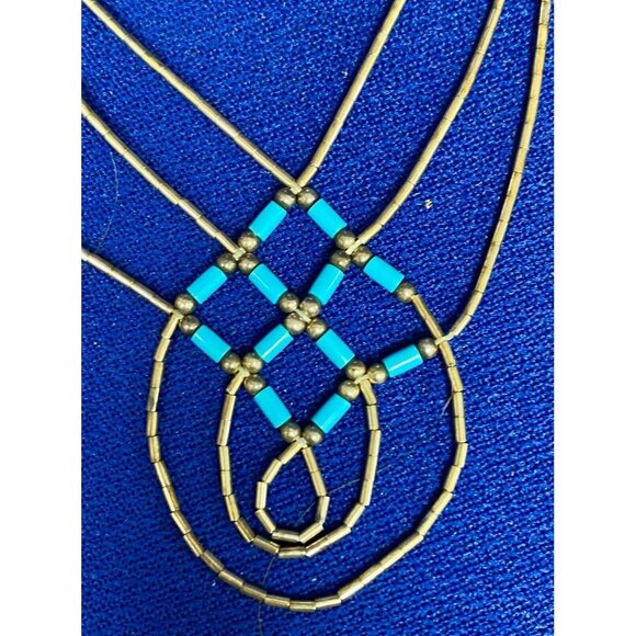 Hand Crafted Artisan Sterling Silver & Turquoise 16” Beaded Necklace! 175 - Picture 4 of 5